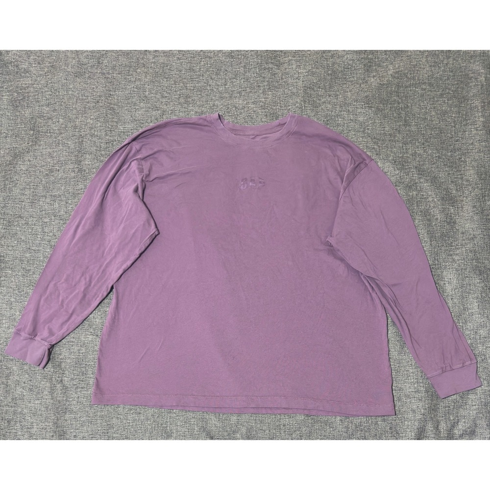 Gap Mens XXL Long Sleeve T-Shirt Relaxed Fit Purple Embroidered Logo